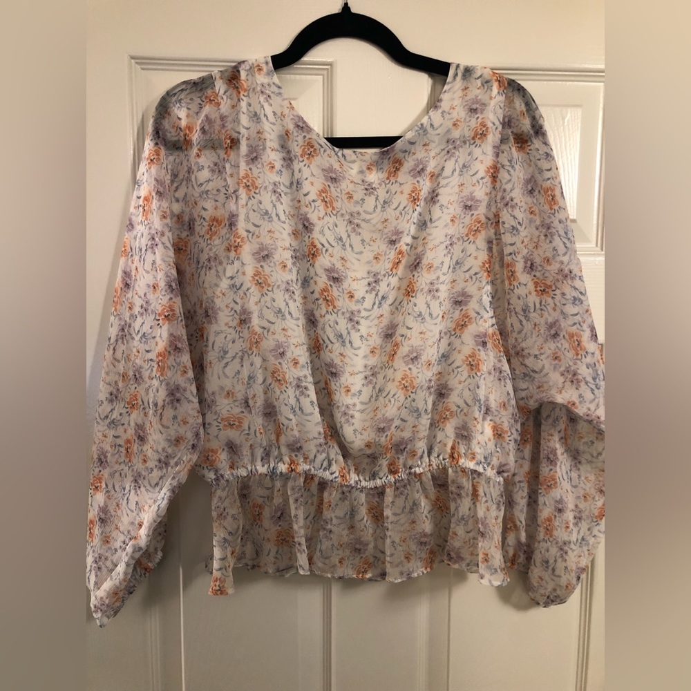 1.State Long Sleeve Woodland Gardens Blouse